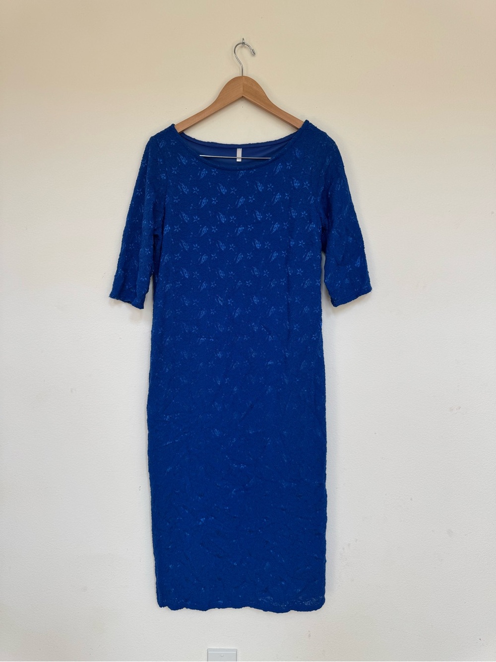Pink Blush Maternity Royal Blue Textured Lace Midi Dress - Size XL